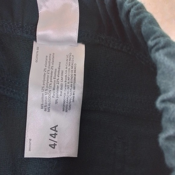 Carter's Kid Cotton Blend Joggers Boy's Size 4 in Dark Green w/ Terry Lining - Picture 8 of 10